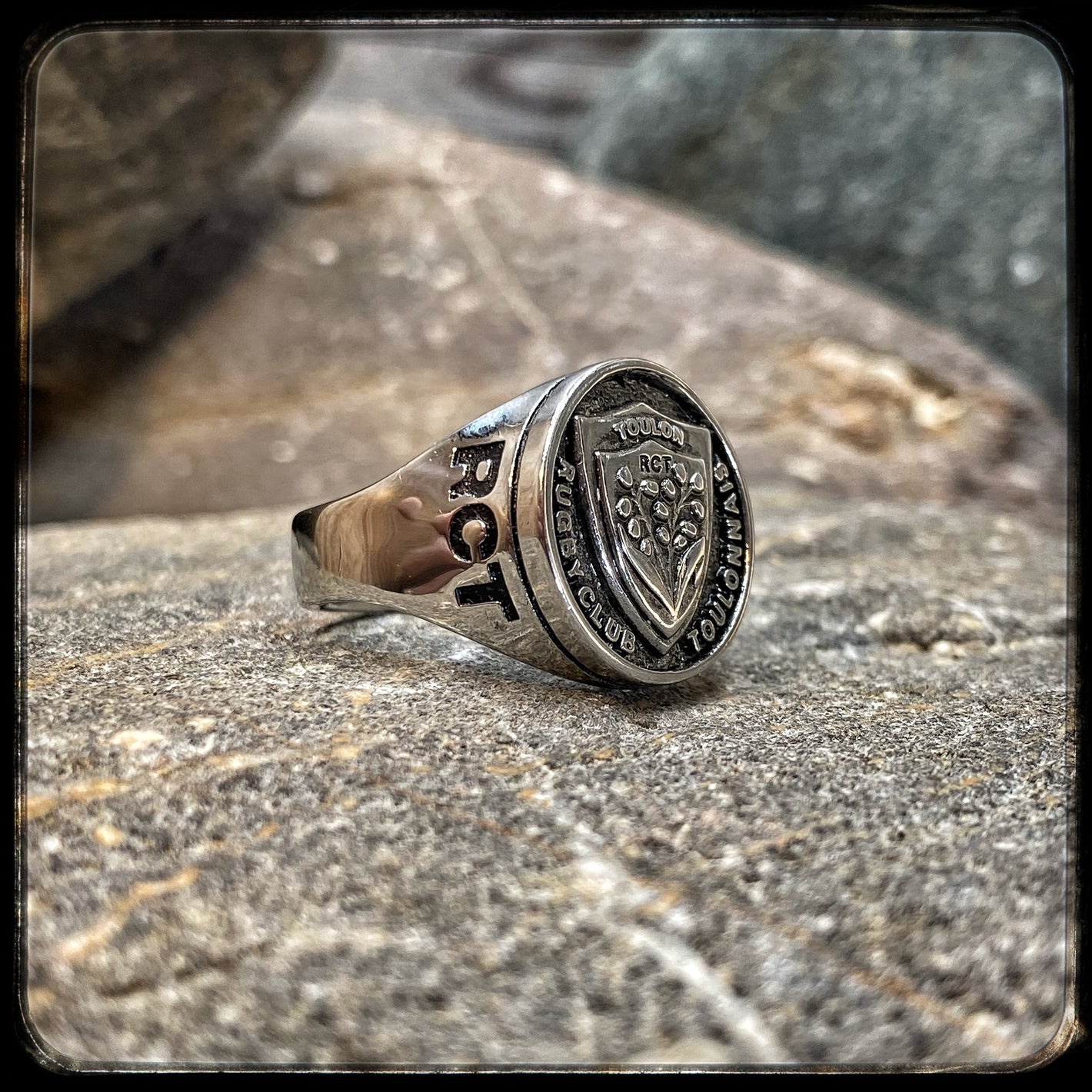 Rugby Club Toulonnais RCT Signet Ring Steel