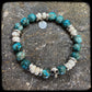 ARIZONA Bracelet 10mm turquoise beads, Kentucky riverstone and 925 silver. SKULL motif