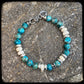 Bracelet ARIZONA Perles 8mm turquoise et riverstone du kentucky. Fermoir argent 925. Motif DONUT