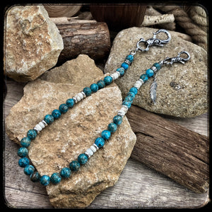 Chaîne de portefeuille ARIZONA Perles turquoise Afrique du Sud et riverstone Kentucky