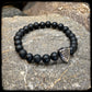 Bracelet Rugby Club Toulonnais RCT perles onyx mat