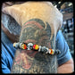 Bracelet MAGMA Perles 10mm larvikite et argent 925. Motif SKULL