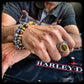 Bracelet BOSTON Perles 10mm serpentine, térahertz et argent 925. Motif SKULL