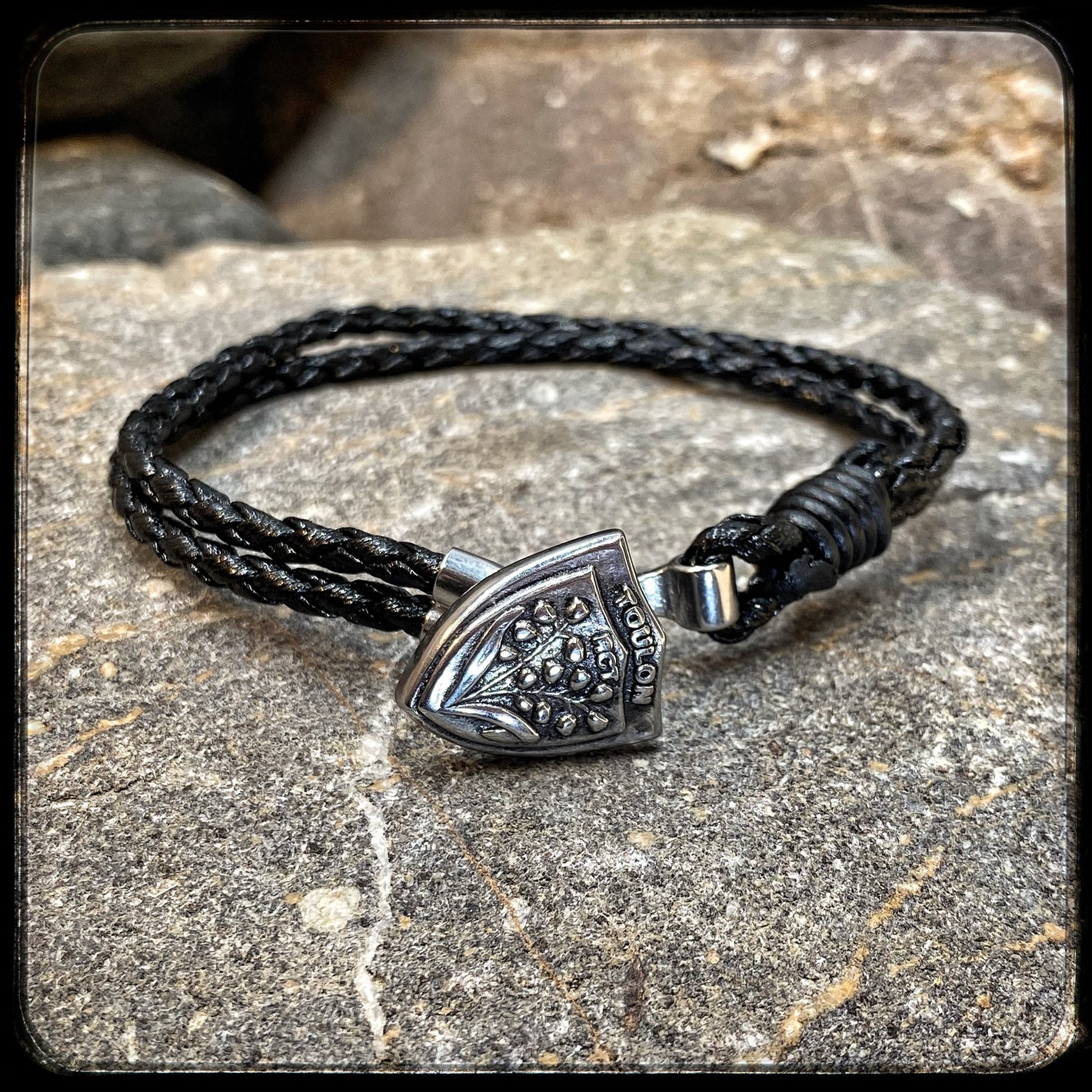 Bracelet Rugby Club Toulonnais RCT cuir crochet