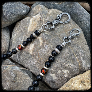 Chaîne de portefeuille BLOODY MARY Perles 10mm, onyx
