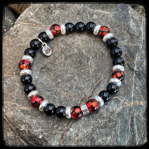 BLOODY MARY Unisex Beaded Bracelet – 8 mm Onyx & 925 Silver – Donut Signature BFS