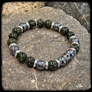 Unisex Pearl Bracelet BOSTON – Serpentine & Terahertz 10 mm – 925 Silver – BFS Signature Pearl
