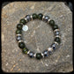 Bracelet BOSTON Perles 10mm serpentine, térahertz et argent 925. Motif SKULL