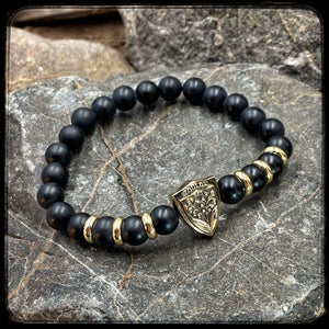Rugby Club Toulonnais RCT Gold and Onyx Pearl Bracelet