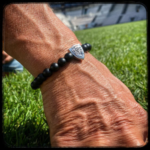Bracelet Rugby Club Toulonnais RCT perles onyx mat