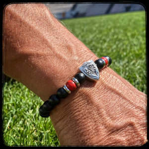 Bracelet Rugby Club Toulonnais RCT perles onyx mat et howlite