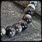 Bracelet DARK SIDE Perles 8mm, obsidienne et térahertz, argent 925. Motif tête de mort