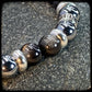 Bracelet DARK SIDE Perles 8mm obsidienne noire, térahertz et argent 925. Motif DONUT
