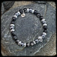 Bracelet DARK SIDE Perles 8mm, obsidienne et térahertz, argent 925. Motif tête de mort