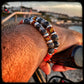 Bracelet SAN DIEGO Perles 10mm, larvikite, magnésite et argent 925. Motif DONUT