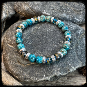 EL MONDO Bracelet 8mm natural turquoise beads. DONUT motif