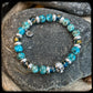 Bracelet EL MONDO Perles 8mm turquoise naturelle. Motif SKULL