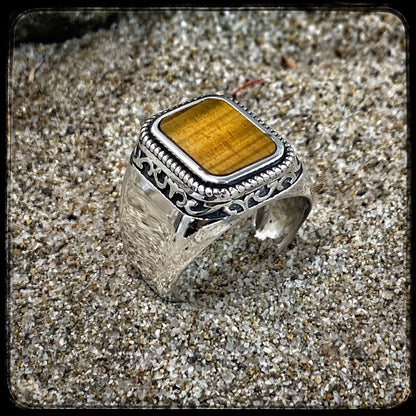 925 silver ring with natural stone FOXY