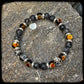 Bracelet MAGMA Perles 8mm larvikite et argent 925. Motif SKULL