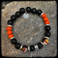 Bracelet MILWAUKEE Perles 10mm, onyx et magnésite, argent 925. Motif DONUT