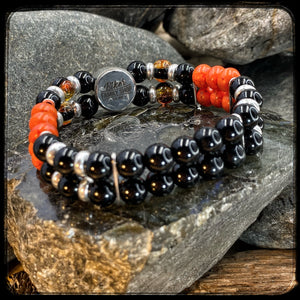 Bracelet MILWAUKEE Perles 8mm onyx noir, magnésite et argent 925