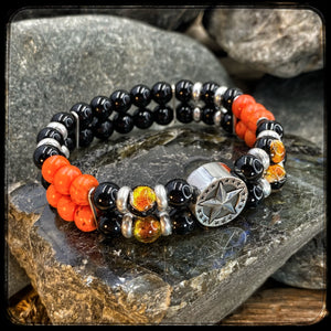 Bracelet MILWAUKEE Perles 8mm onyx noir, magnésite et argent 925
