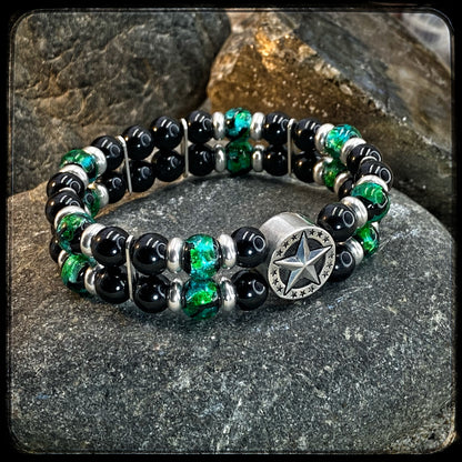 Bracelet NOVA Perles 8mm. Onyx et argent 925