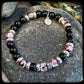 PINKY unisex bracelet – 8 mm Onyx beads &amp; 925 silver Donut pattern 