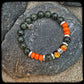 Bracelet PLATOON Perles 10mm serpentine, magnésite et argent 925. Motif DONUT