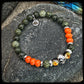 Bracelet PLATOON Perles 8mm, serpentine, magnésite et argent 925. Motif SKULL