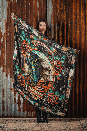 RUDE RIDERS SKULL & BUTTERFLY scarf