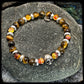 TENNESSEE Unisex Bracelet – 8mm Yellow Tiger Eye Beads – 925 Silver Skull Pattern BFS 