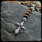 Collier TENNESSEE Perles 8mm, œil de tigre jaune et argent 925