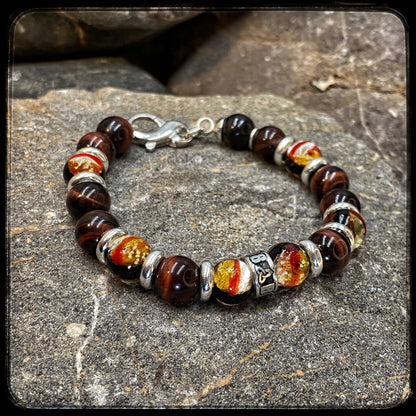 TEXAS Bracelet 10mm bull's eye beads. 925 silver clasp. DONUT motif