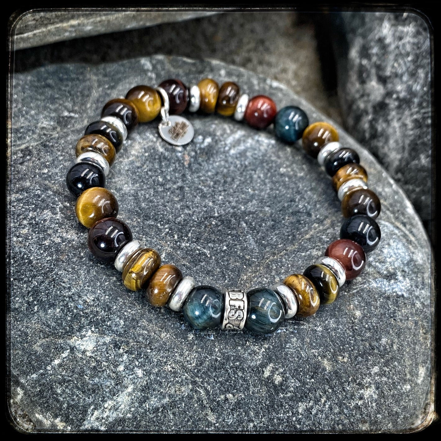 Bracelet TOBACCO Multiperles 8mm et argent 925. Motif DONUT