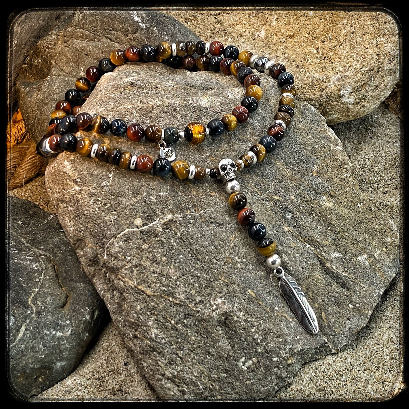 TOBACCO Multipearl necklace 8mm and 925 silver