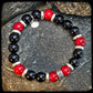 Bracelet UTAH Perles 10mm, onyx, jaspe rouge, et argent 925. Motif DONUT