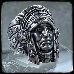Indian tribute ring SITTING BULL 925 silver. Collab PITCH & NEO