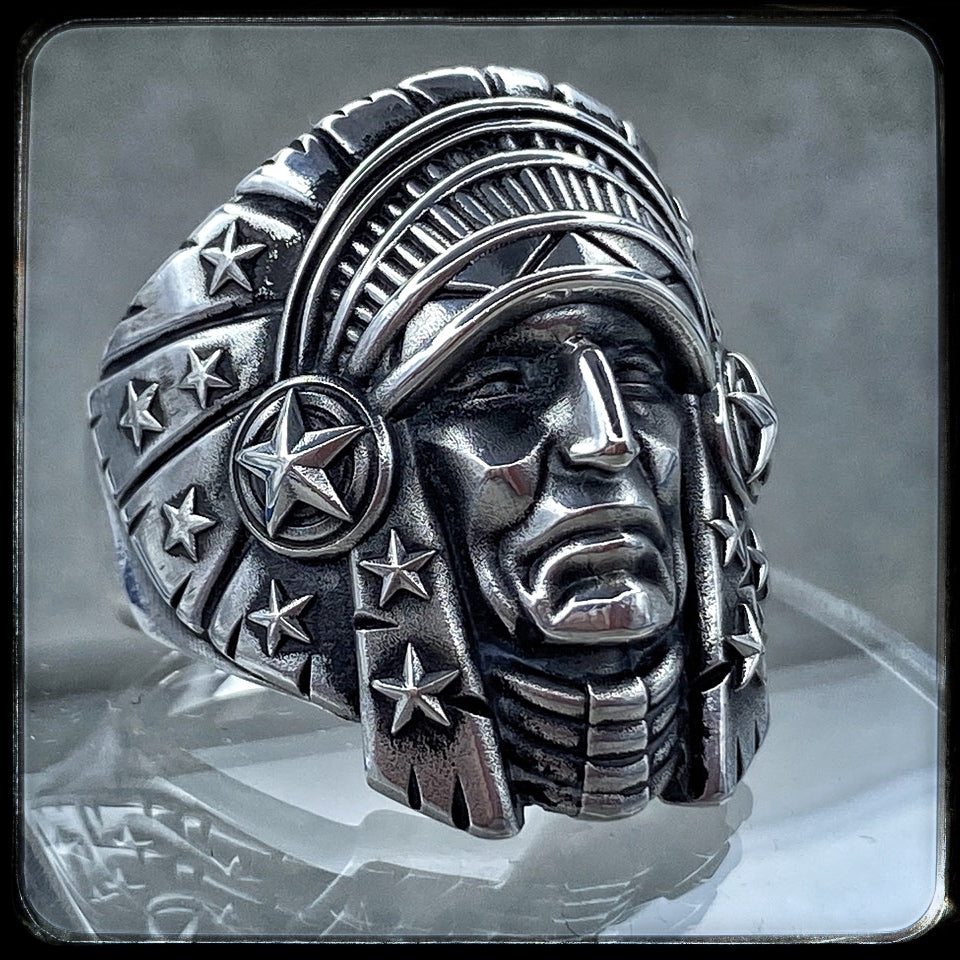 Indian tribute ring SITTING BULL 925 silver. Collab PITCH &amp; NEO