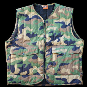 Camouflage low collar biker vest