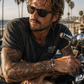 LAGUNA BEACH Unisex Bracelet – 10 mm Blue Tiger Eye &amp; Terahertz Beads – 925 Silver Skull Pattern BFS 