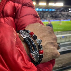 Rugby Club Toulonnais RCT leather duo bracelet